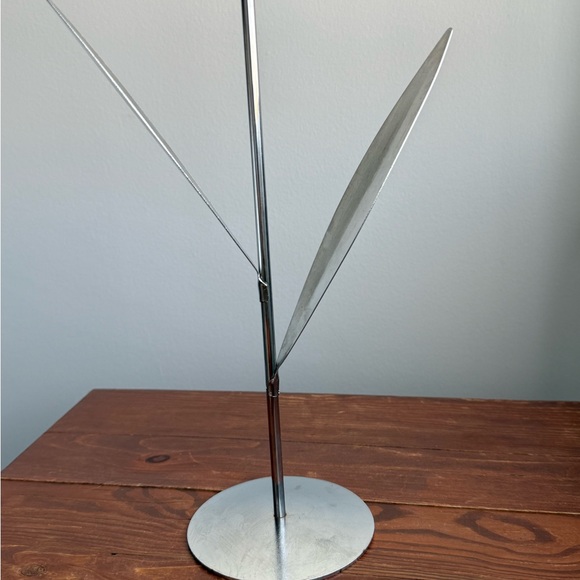 Vintage Glass Tulip Bendable Metal Leaves Candle Holder Post Modern - Picture 4 of 16